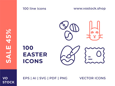 Easter Icons Sale easter easter bunny easter egg hare icon icons icons design illustration line icon outline pictogram sale sign simple spring symbol ui vector