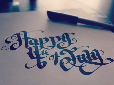 Happy 4th of July calligraphy handlettering independence lettering typography