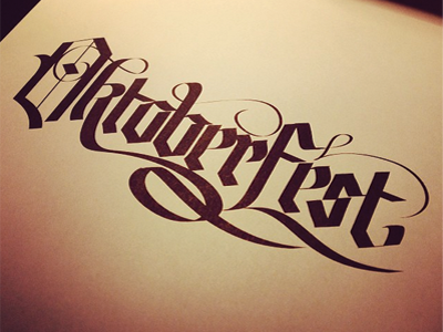 Oktoberfest beer calligraphy gothic lettering logo oktoberfest