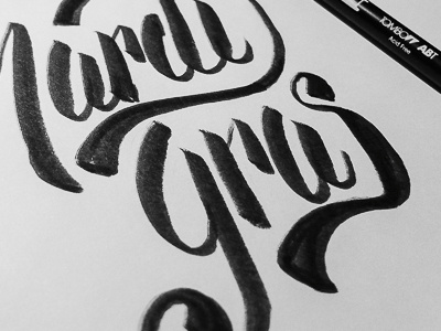 Mardi Gras brush lettering mardi gras typography