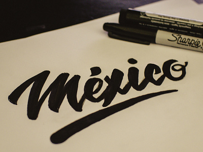 Mexico brush calligraphy lettering logo mexico