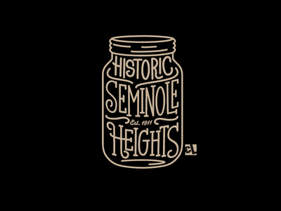 Seminole Heights badge brand identity branding calligraphy design heights icon identity illustration lettering logo logo design mason jar seminole shirt tampa type typography vector vintage