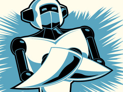 Robot android cartoon character design illustration robot vector