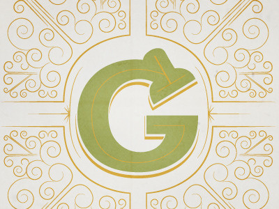 Illuminated G lettering ornaments typography vector