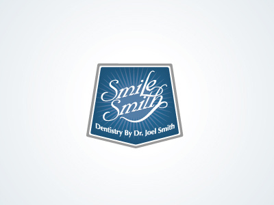 SmileSmith dentistry lettering logo design shield smile typography