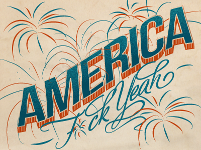 Happy Fourth 4th of july america fireworks lettering typography