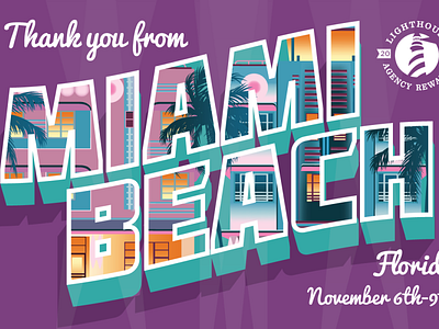 Thank you postcard beach brand identity branding calligraphy florida identity illustration lettering miami retro type typography vector vintage