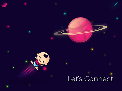 Hello dribbble ! awesome baby design dribbble hello illustration letsconnect newworld planet shot space