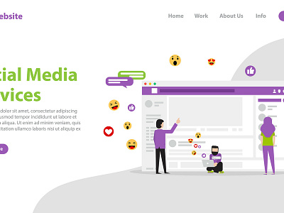 landing page social media design icon illustration landing page web