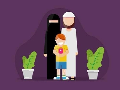Muslim family family flat illustaration muslim