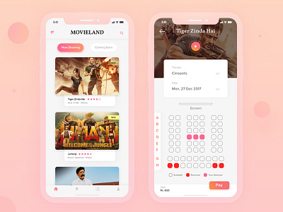 Movie ticket booking app app ios iphonex movie ratings ticket ui ux