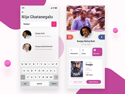 Nija Ghatanegalu ( True Stories ) app cards ios iphonex profile search true stories ui ux