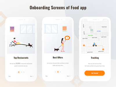 Onboarding Screens of Food App app foodapp illustration ios iphonex offers onboarding tracking ui ux