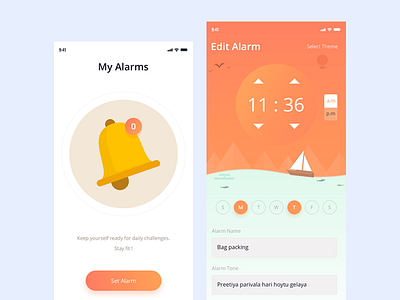 Alarm App alarm alarmapp app clock ios iphonex mobile ocean theme ui ux