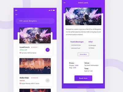 Event Booking Concept book booking cards event event app gradient ios iosdesign iphonex list party search ui ux