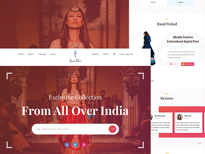 Ecommerce Dress Website 360 degree banner card dress handpicked review saree ui ui ux web website website banner