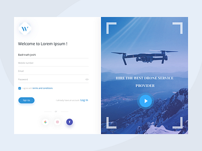 Signup Page drone gradient login signup website welcome