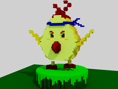 Egg Warrior 3d character chicken egg game illustration mascot pixel voxel warrior