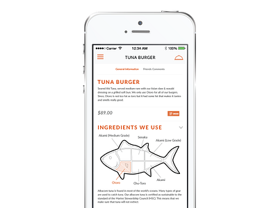 Parfait app fish menu mobile restaurant tuna ui ux