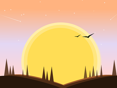 Sunset Landscape flat inkscape sunset