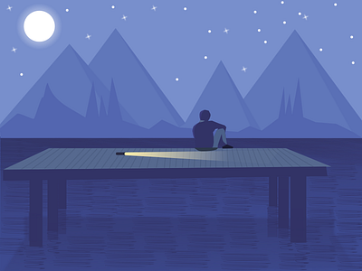 Night Landscape flat inkscape moon night