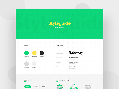 Styleguide branding buttons colors green guidelines icons reference styleguide typography