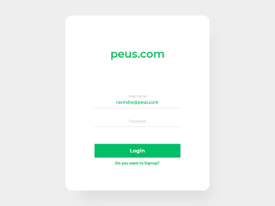 Peus.com Login branding button card green icons input field landing page login login page password signup ui design uiux design username visual design