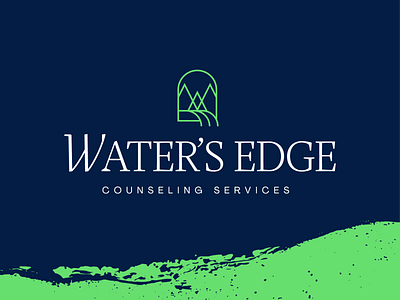 Water's Edge Full Logo branding geometric illustrator logo mountain water