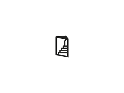 Journey To Knowledge bold book branding design icon logo mark portal staircase