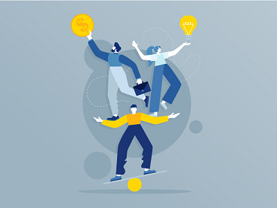 Excellent teamwork art kovalenco balance bussines character characters creative design flat illustration people teamwork vector