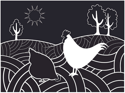 Chickens and Fields: Illustrator chickens design farm farmlife field graphic illustration illustrator landscape