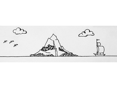 Discovery: Hand sketch birds clouds drawing graphic design hand sketch island mountain ship sketch volcano