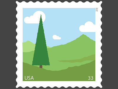 Tree & Hills Stamp