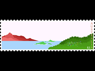 Australia Stamp digital drawing graphic design illustration illustrator mountain photoshop rainforest visual design