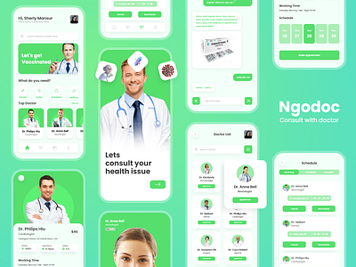 Ngodoc - Online Medical Consult App 2021 app chat clean consult doctor exploration green health issue medical minimalist mobile new shot november online satriawan shot ui ux video call