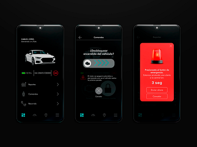 Carpi App alarm app black car car app controls design mobile ui ui design ux ux design vehicle
