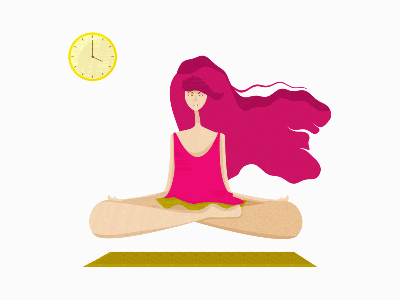 Yoga animation cartoon color cute design flat girl happy icon illustration minimal relax vector web yoga