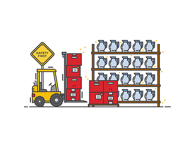 Pack My Red Box With Five Dozen Quality Jugs box forklift illustration jug outline pangram red shelf vector