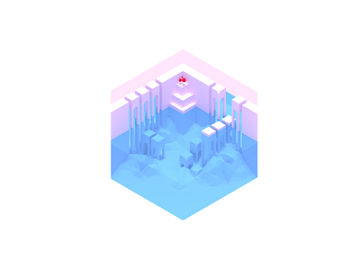 Passage of Time 3d blender isometric lowpoly ruin