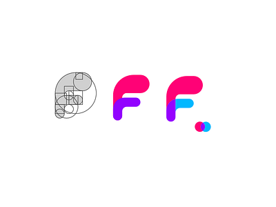 F Logo blue bright construction f formulate logo overlap pink purple simple three colour two colour