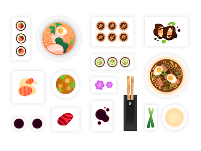 Japanese Food dish food illustration ramen sashimi sushi