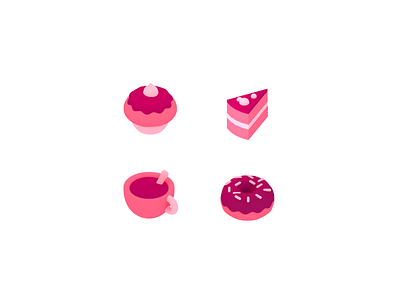 Sweet Icons 3d blender cake doughnuts hot chocolate icons isometric red sweet