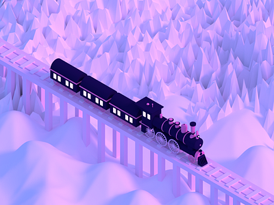 Railway blender bridge carriage engine hills mountain steam train