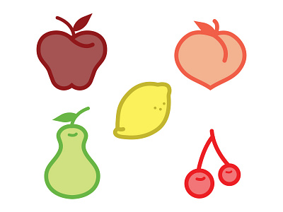 Fruit apple cherry fruit icons illustration lemon peach pears
