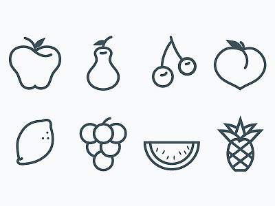 Fruit icons apple icon icon set iconography illustration lemon peach simple watermellon