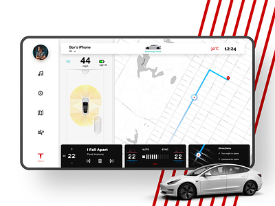 Tesla Driving Dashboard app car colors dashboard design drive driving light minimal modern product simple tesla ui ux