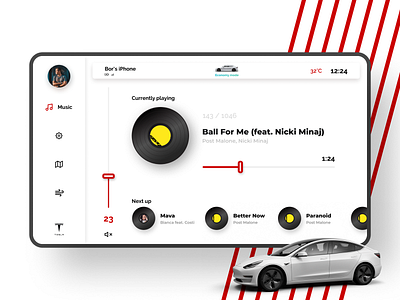 Tesla Dashboard - Music app branding car dashboad design modern music music player product simple tesla ui ux vector