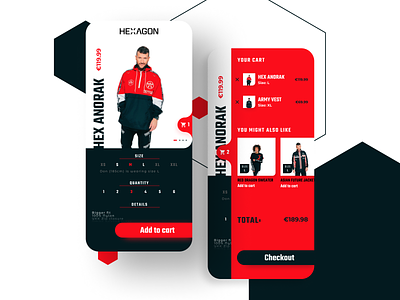 Hex Mobile Store black branding buy cart design futuristic mobile modern new product red shop store ui ux white