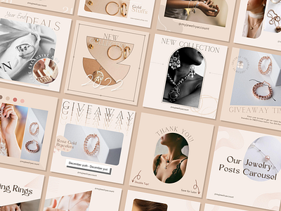 Jewelry Insta Templates branding canva carousel graphic design instagram posts jewellery jewelry promotion quote sale social media template testimonials