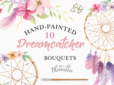 Dreamcatcher Watercolour Clipart Floral Set clipart dreamcatcher watercolor watercolour